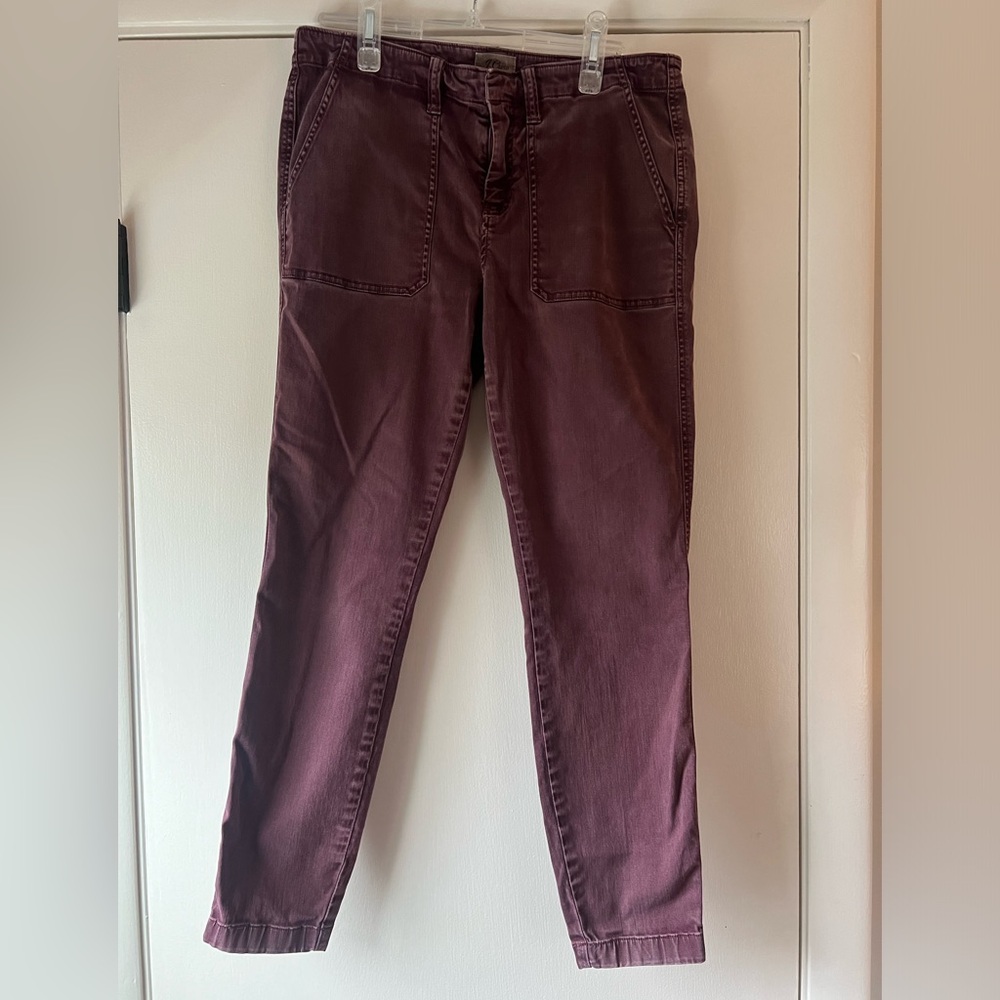 J. Crew Garment Dyed Straight Leg Chino Ankle Pants Berry Purple Size 30 Medium